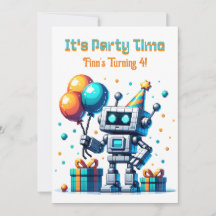 Pixel Art Robot Boy's Birthday Party