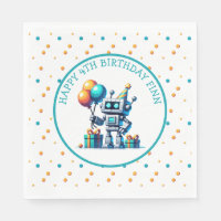 Pixel Art Robot in Orange and Teal Birthday 