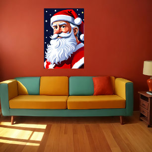 pixel art Santa Claus with white beard   AI Art Poster