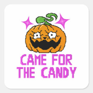 Pixel Art Scary Pumpkin & Eyeball Horror Square Sticker