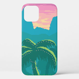 Pixel art seamless landscape with tropics area. Vi iPhone 12 Case