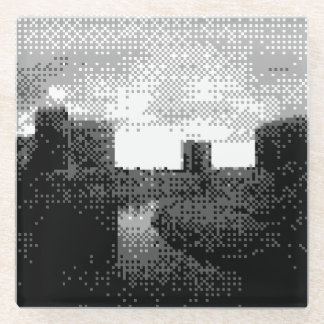 pixel art skyline glass coaster