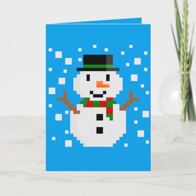 Pixel Art SNOWMAN Card (Front)