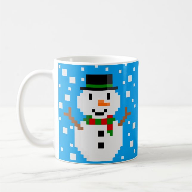 Pixel Art SNOWMAN Coffee Mug (Left)