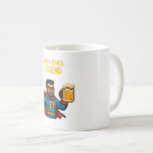 Pixel Art Superhero Dad Mug, Father's Day Gift Coffee Mug