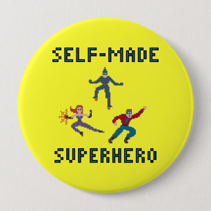 Pixel Art Superheroes Keychain 10 Cm Round Badge