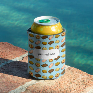 Pixel Art Tasty Cookie Biscuit Pattern Can Cooler