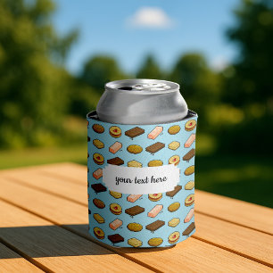 Pixel Art Tasty Cookie Biscuit Pattern Can Cooler