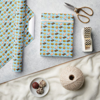 Pixel Art Tasty Cookie Biscuit Pattern Wrapping Paper