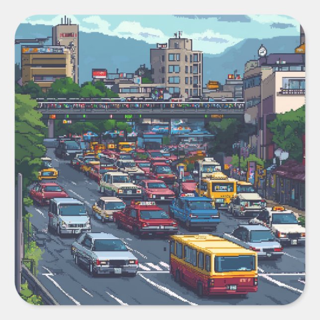 Pixel Art Tokyo Stuck Sticker (Front)