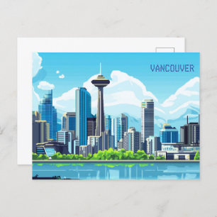 Pixel Art Vancouver Canada Postcard
