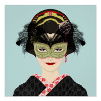 Pixel Art Venetian Mask Geisha