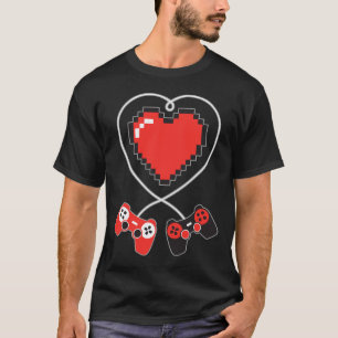 Pixel Art Video-game Controller Valentines Day Gam T-Shirt
