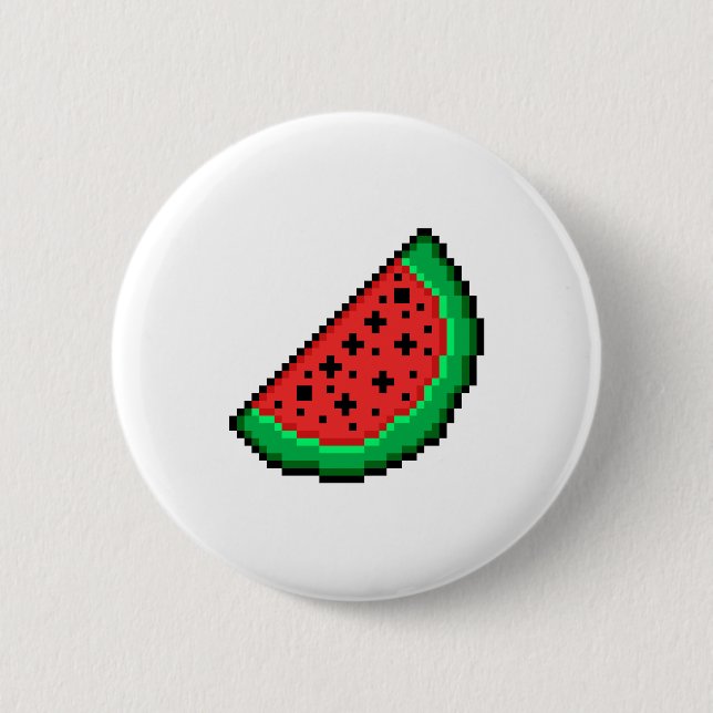 Pixel art watermelon portion 6 cm round badge (Front)