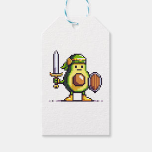Pixel Avocado Warrior - 8-Bit Retro Game Character Gift Tags