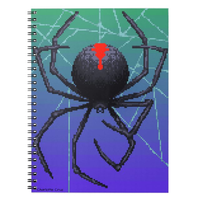 Pixel black widow spider  notebook (Front)