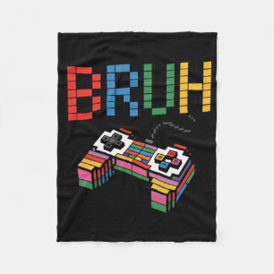 Pixel Block Gamer Controller Bruh Funny Retro Styl Fleece Blanket