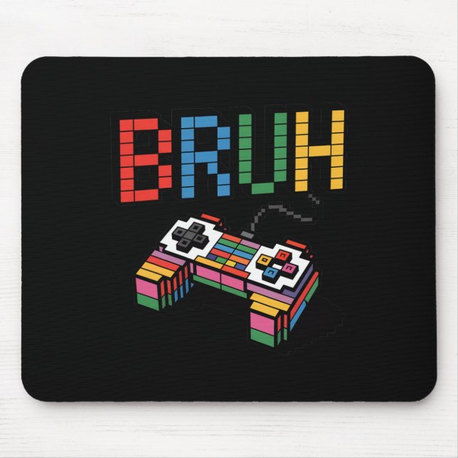 Pixel Block Gamer Controller Bruh Funny Retro Styl Mouse Pad (Front)