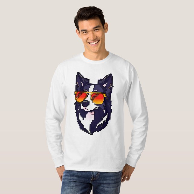 Pixel Border Collie T-Shirt (Front Full)