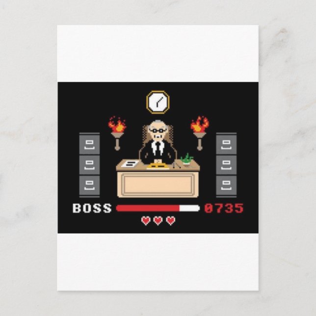 Pixel 'Boss' Design - GeekShirts Postcard (Front)