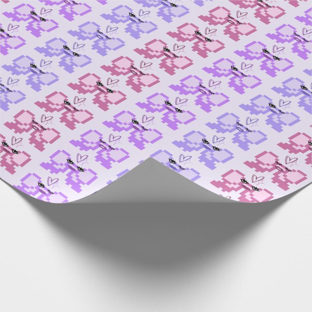 Pixel Bow In High Heels Pattern Wrapping Paper (Corner)