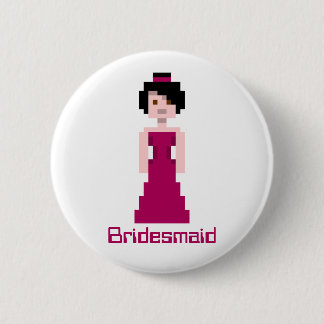 Pixel Bridesmaid - Maroon - black hair - Custom 6 Cm Round Badge