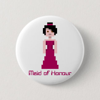 Pixel Bridesmaid - Maroon - black hair - Custom 6 Cm Round Badge