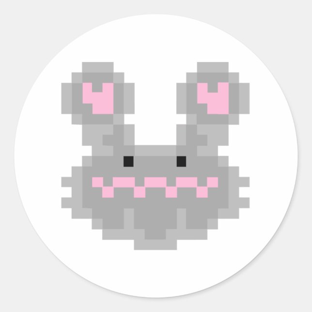 Pixel Bunny Rabbit Classic Round Sticker (Front)