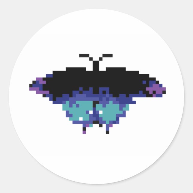 Pixel Butterfly Classic Round Sticker (Front)
