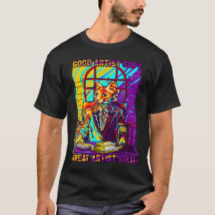 Pixel Cat T-shirt Good Artist Great Artist Design