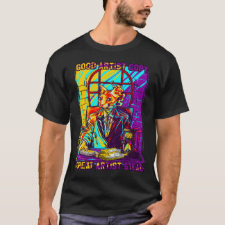 Pixel Cat T-shirt Good Artist Great Artist Design