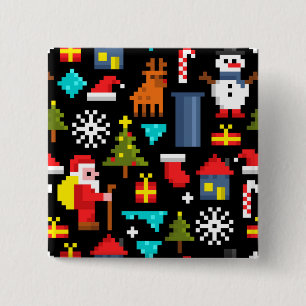 Pixel Christmas 15 Cm Square Badge