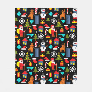 Pixel Christmas Fleece Blanket