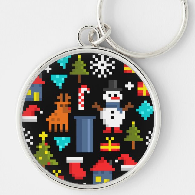 Pixel Christmas Key Ring (Front)