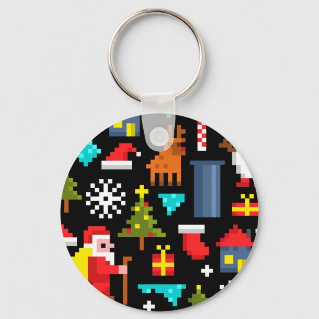 Pixel Christmas Key Ring (Front)