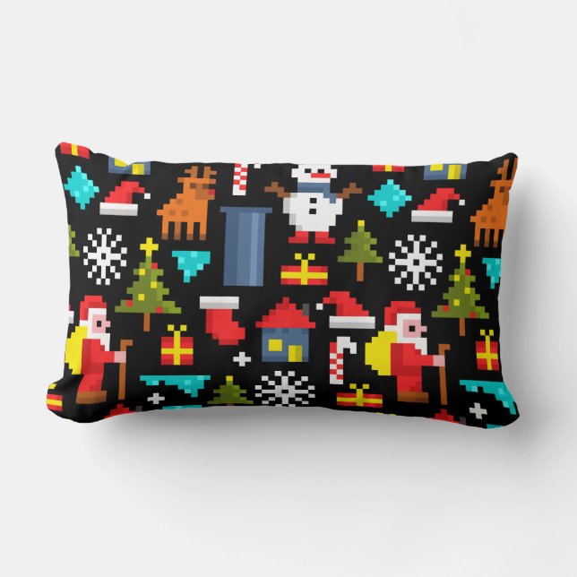 Pixel Christmas Lumbar Cushion (Front)