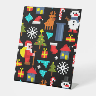 Pixel Christmas Pedestal Sign