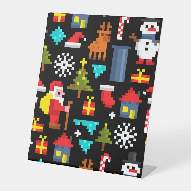 Pixel Christmas Pedestal Sign (Front)