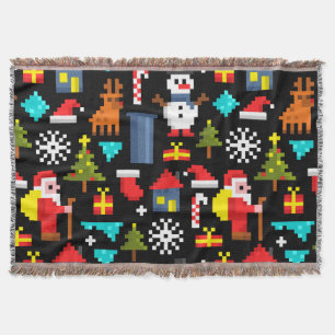 Pixel Christmas Throw Blanket