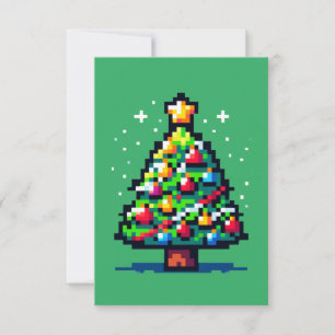 Pixel Christmas Tree - Retro Festive Holiday Card