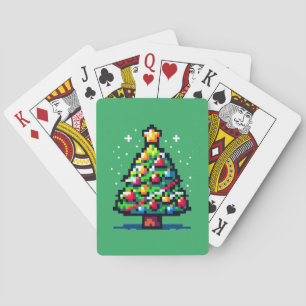 Pixel Christmas Tree - Retro Festive Holiday Playing Cards