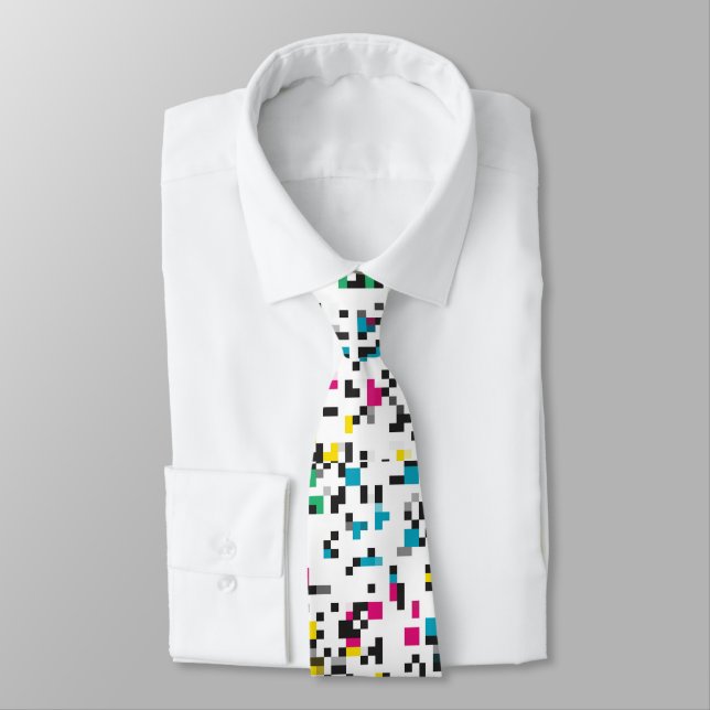 Pixel color blocks Glitch Neck Tie (Tied)