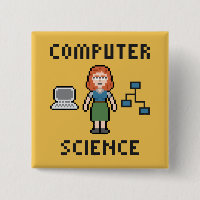 Pixel Computer Science - Female - Button