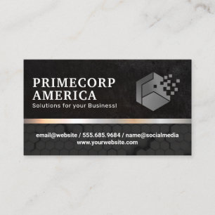 Pixel Corporate Logo   Black on Black Hexagons Business Card