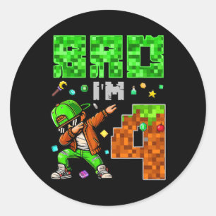 Pixel Dab Gamer Style Birthday Gift For Boys 4  Classic Round Sticker
