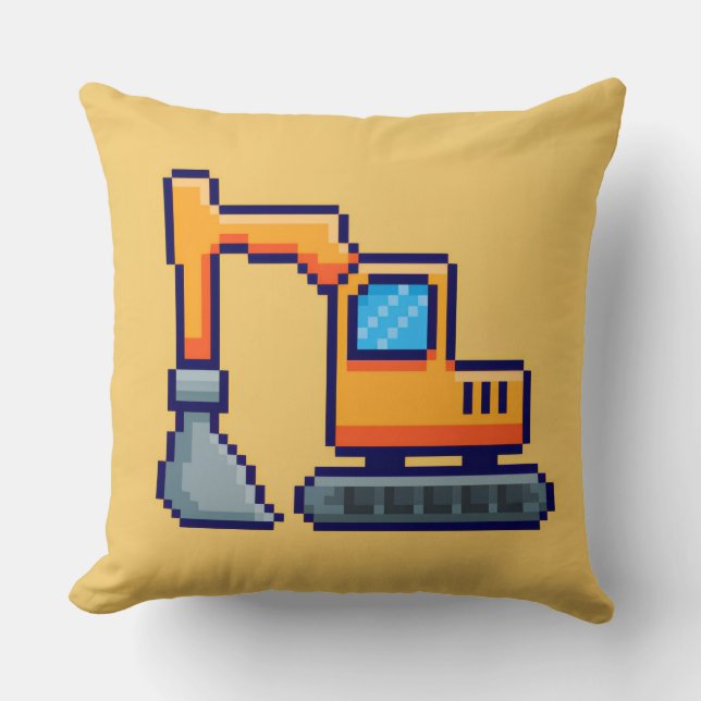 Pixel Digger Square Accent Pillow (Front)