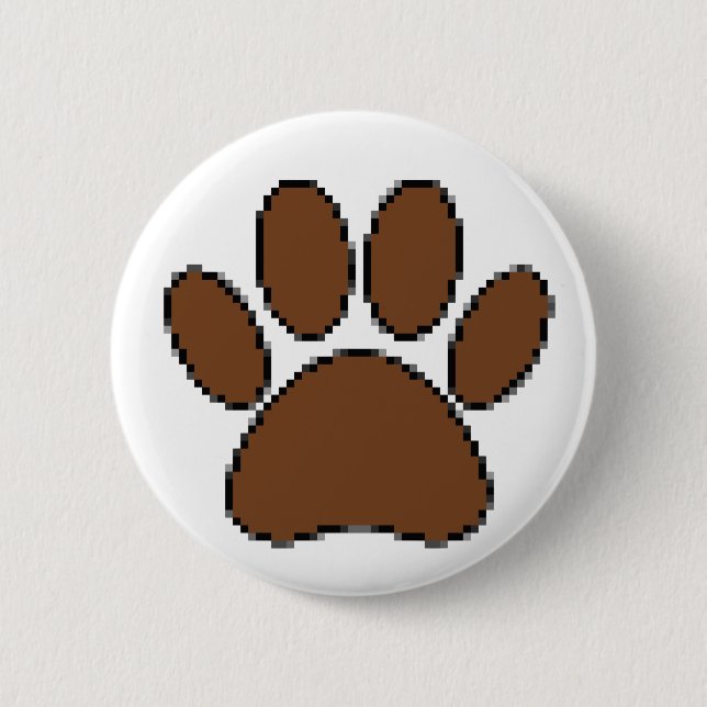 Pixel Dog Paw Print 6 Cm Round Badge (Front)