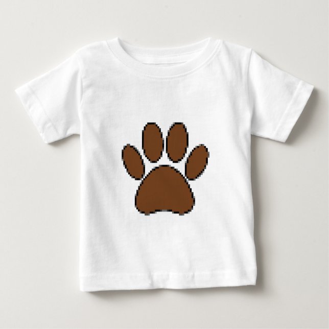 Pixel Dog Paw Print Baby T-Shirt (Front)
