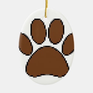 Pixel Dog Paw Print Ceramic Tree Decoration