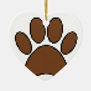 Pixel Dog Paw Print Ceramic Tree Decoration